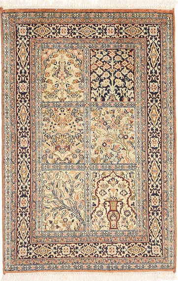 Kashmir pure silk 2 x 3 ft Hand knotted