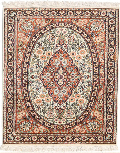Kashmir pure silk (Red & Grey Carpet) 2 x 3 ft Hand knotted