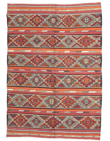 Kilim semi antique Turkish 6x9 ft unique woven by hand