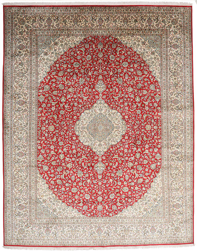 Kashmir pure silk (Red & Grey Carpet) 7 X 10 FT Hand knotted