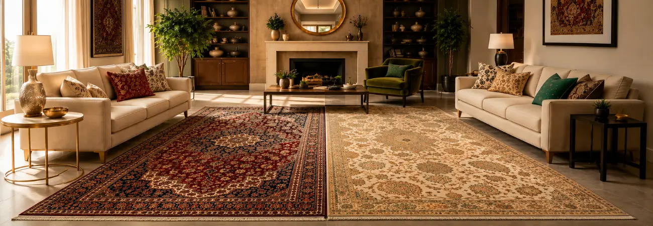 Persian Rug vs Kashmiri Carpet