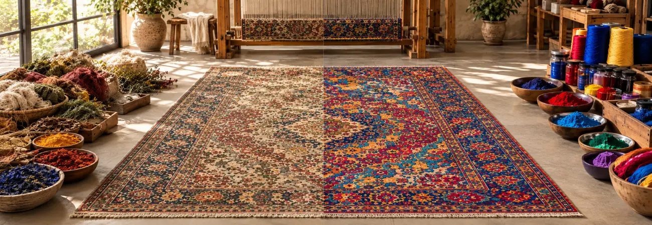 natural dyes vs synthetic dyes in handmade rugs