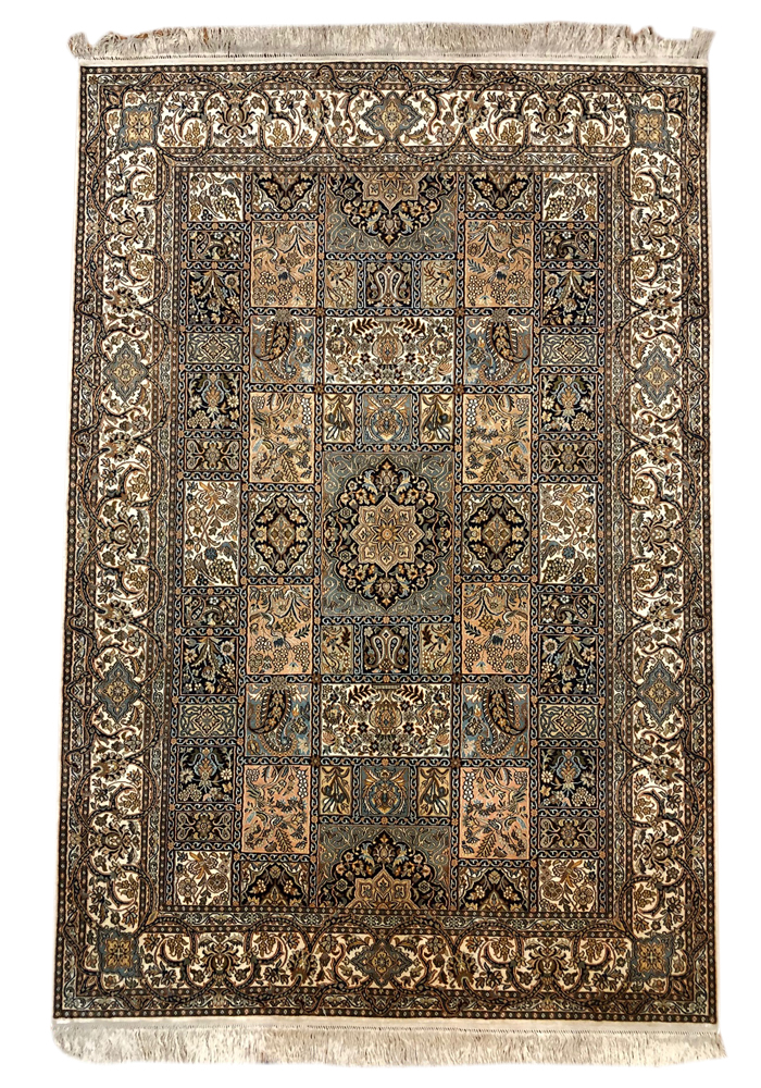 Kashmir Pure Silk Light Tones Carpet 6 x 4 FT Hand knotted