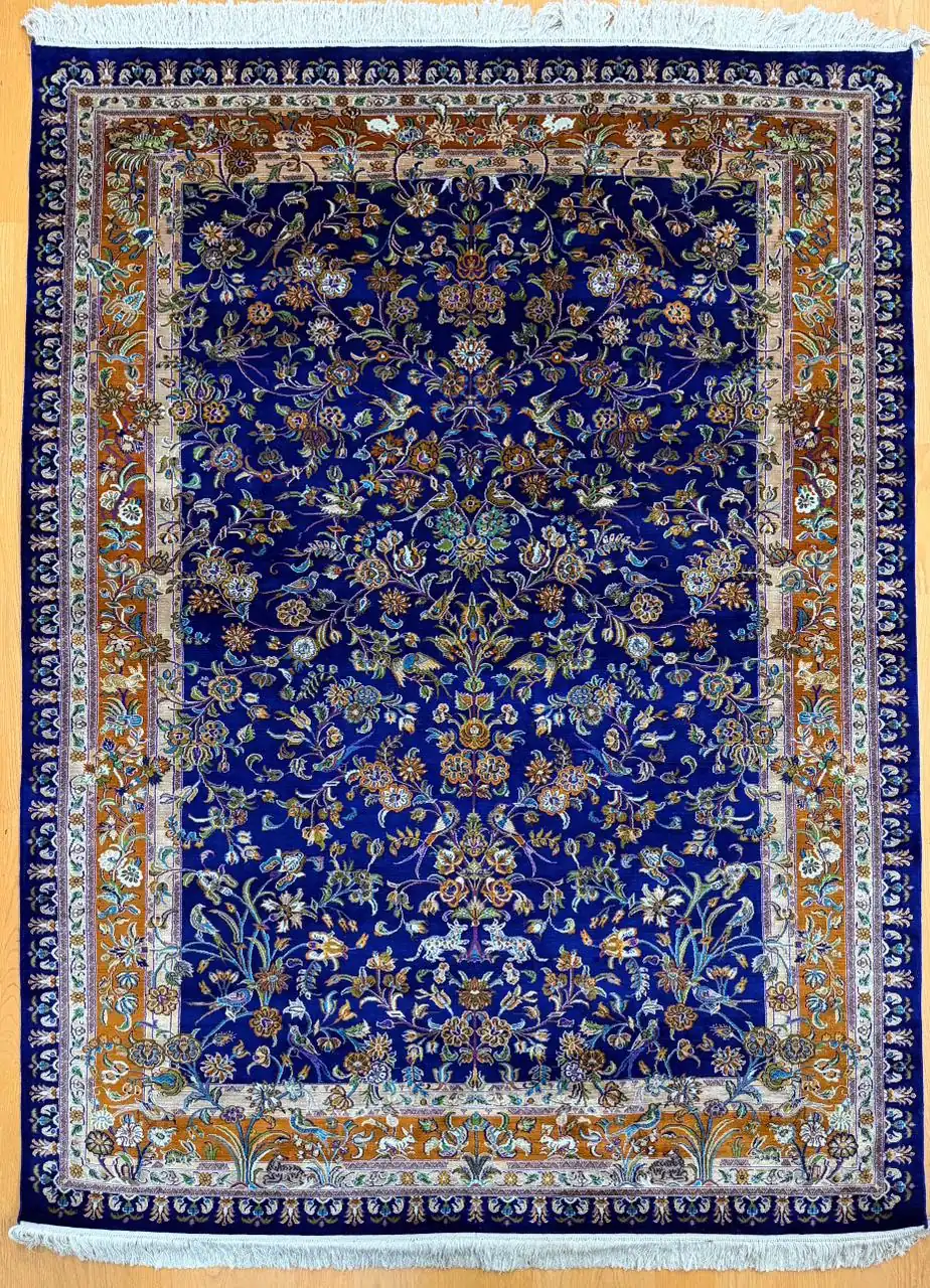 Kashmir Pure Silk Carpet (6 x 4) ft Hand knotted