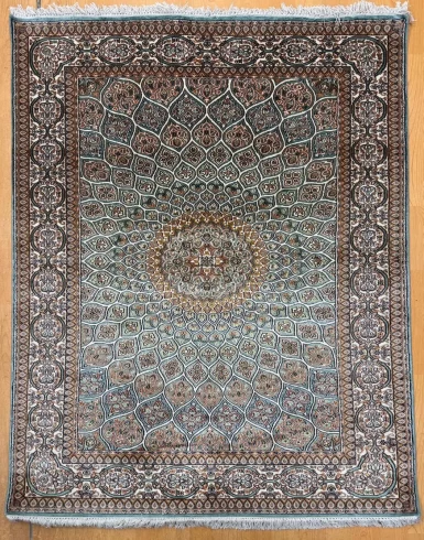 Kashmir Pure Silk Rug (6 x 4) ft Hand knotted