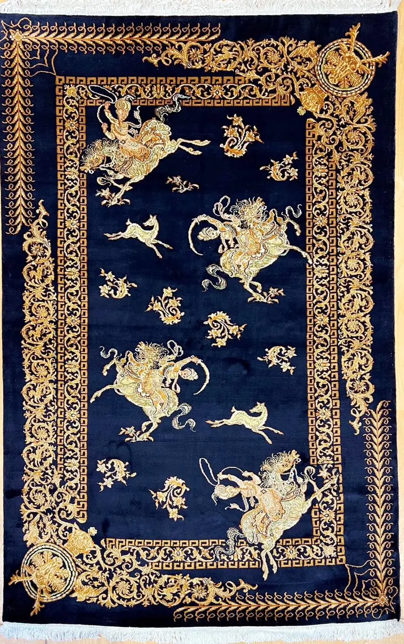 Handmade Kashmir Pure Silk Rug (3 x 5) ft Hand knotted