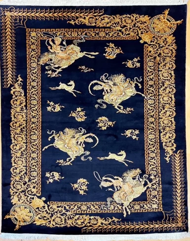 Handmade Kashmir Pure Silk Rug (3 x 5) ft Hand knotted