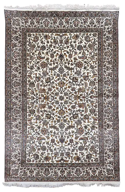 Handmade Kashmir Pure Silk Rug (4 x 6) ft Hand knotted