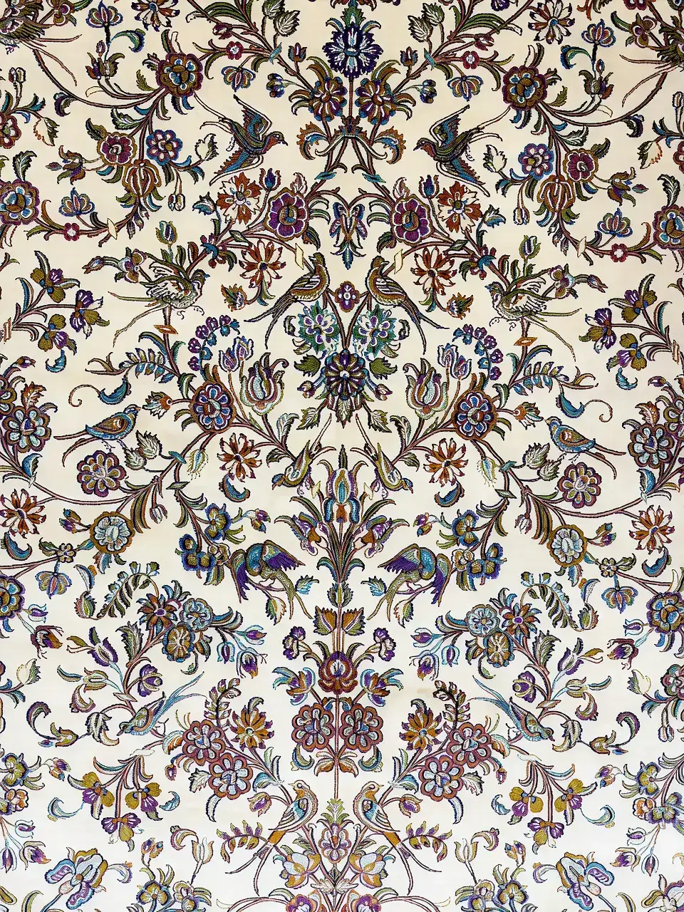 Handmade Kashmir Pure Silk Carpet (White) 4 x 6 ft Hand Knotted