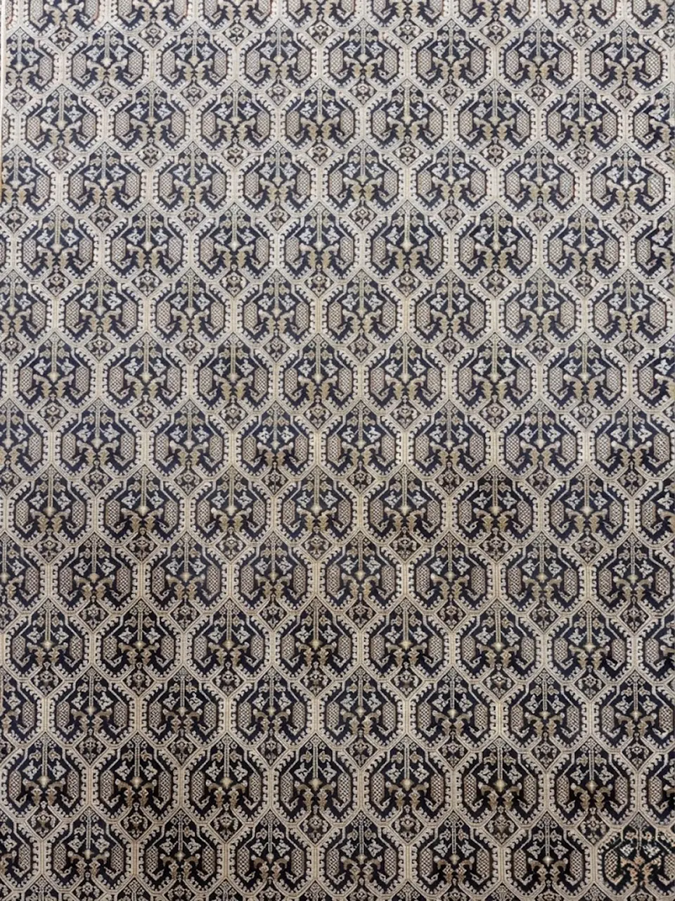 Handmade Kashmir Pure Silk Rug (Gold/Blue) 4 x 6 ft Hand Knotted