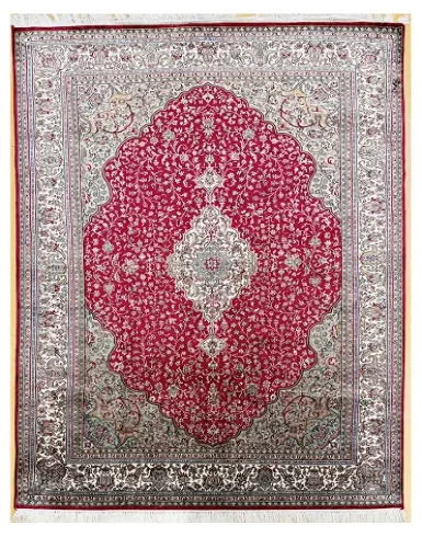 Handmade Kashmir Pure Silk Carpet (Red/Beidge) 6 x 4 ft Hand knotted