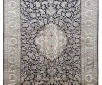 Handmade Kashmir Pure Silk Carpet (Blue/Beidge) 6 x 4 ft Hand knotted