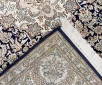 Handmade Kashmir Pure Silk Carpet (Blue/Beidge) 6 x 4 ft Hand knotted