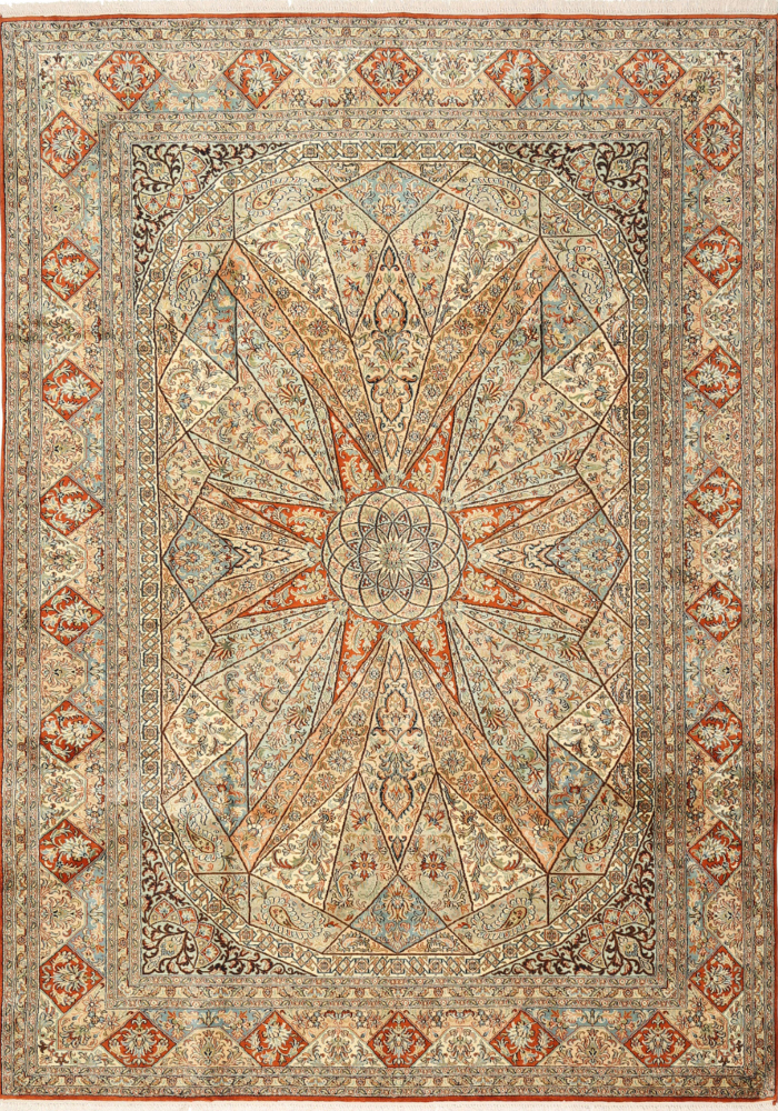 Kashmir Pure Silk Carpet (6 x 9) ft Hand knotted