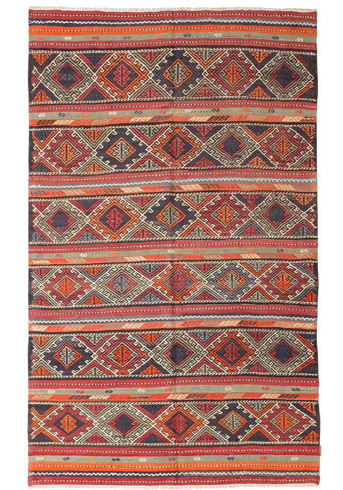 Kilim Semi Antique Turkish 6 x 9 ft unique woven by hand