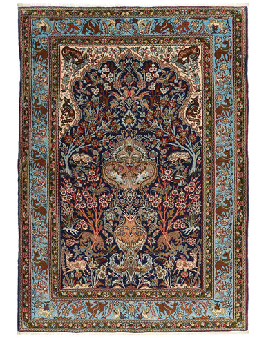 Isfahan 4 x 6 ft unique knotted by hand