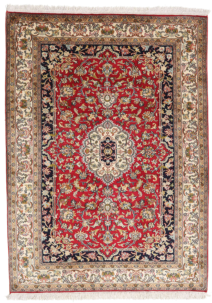 Kashmir pure silk (Red, Yellow & Blue Carpet) 3 X 5 FT Hand knotted 